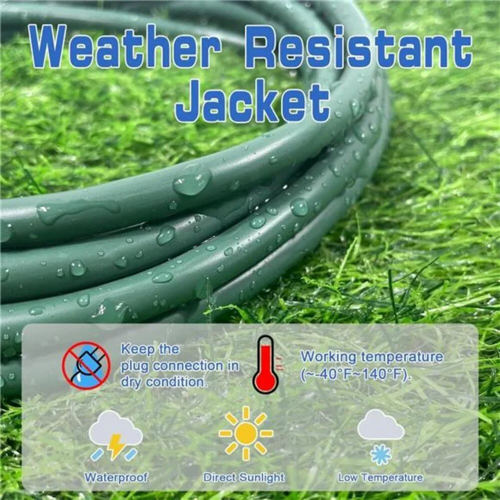 2 Pack 6 Ft Outdoor Extension Cord - 16/3 SJTW Green Electrical Cable